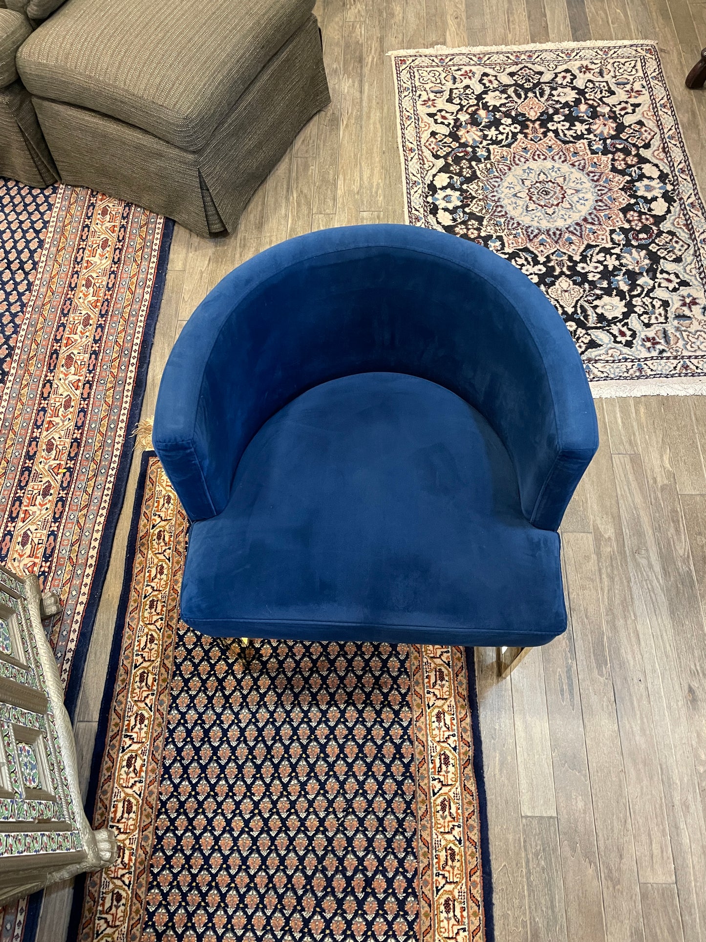 Blue Velvet and Chrome Chairs (Set of Four) (0EK002)