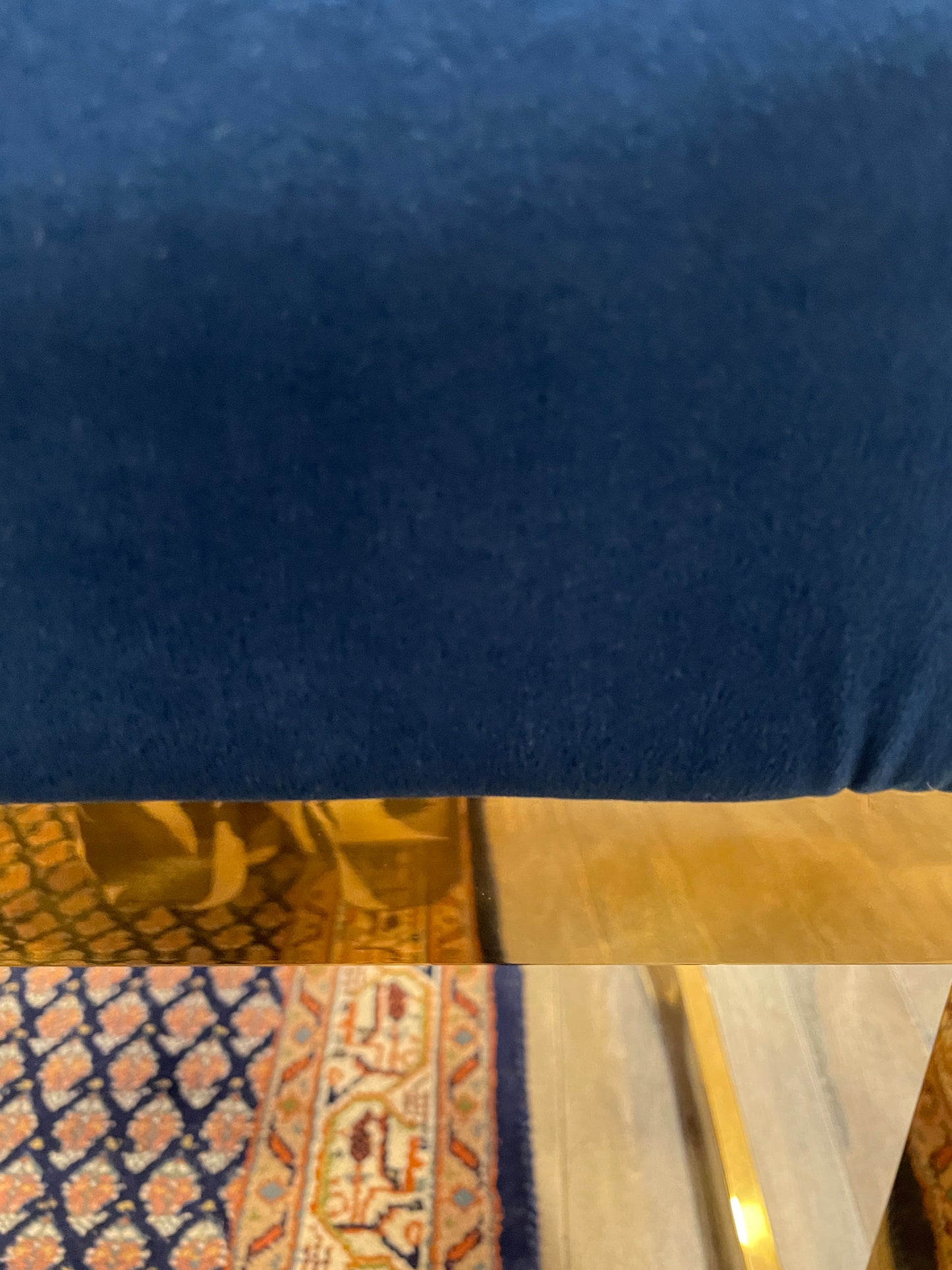 Blue Velvet and Chrome Chairs (Set of Four) (0EK002)