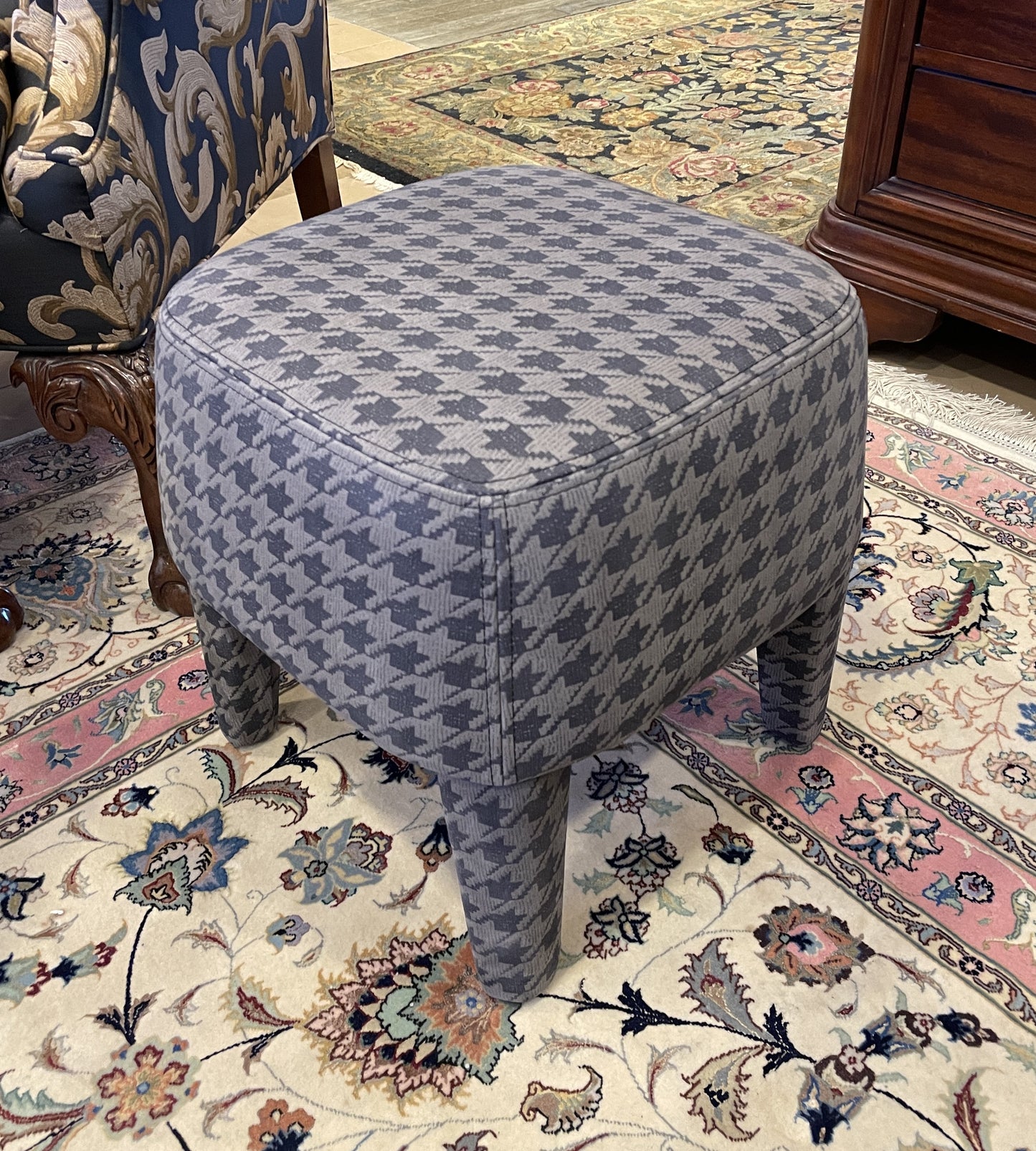 Gianfranco Ferre Home Houndstooth Footstool AS IS (0AG00B)