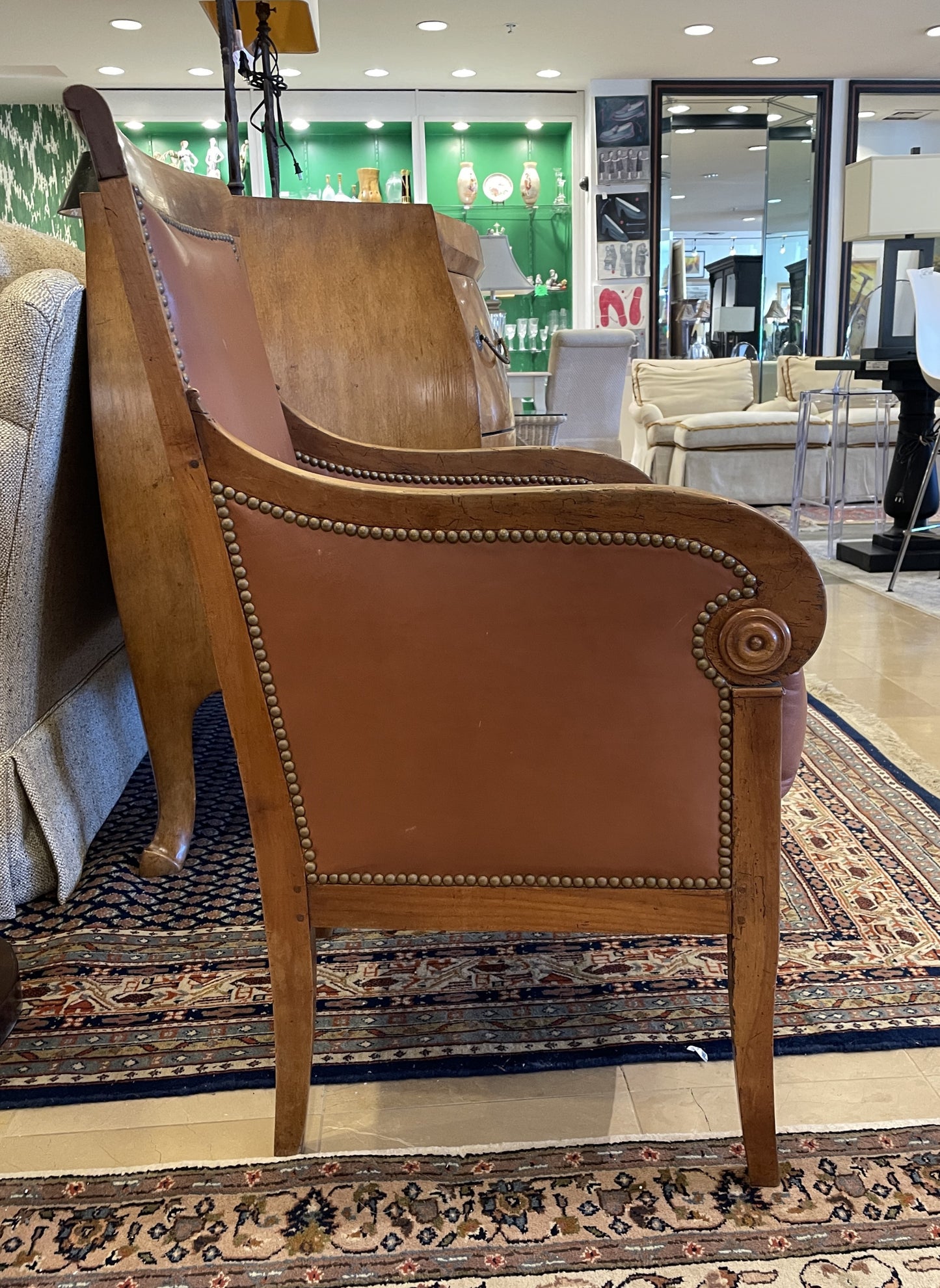 19th Century Charles X Leather Bergère Chair (0AG00E)