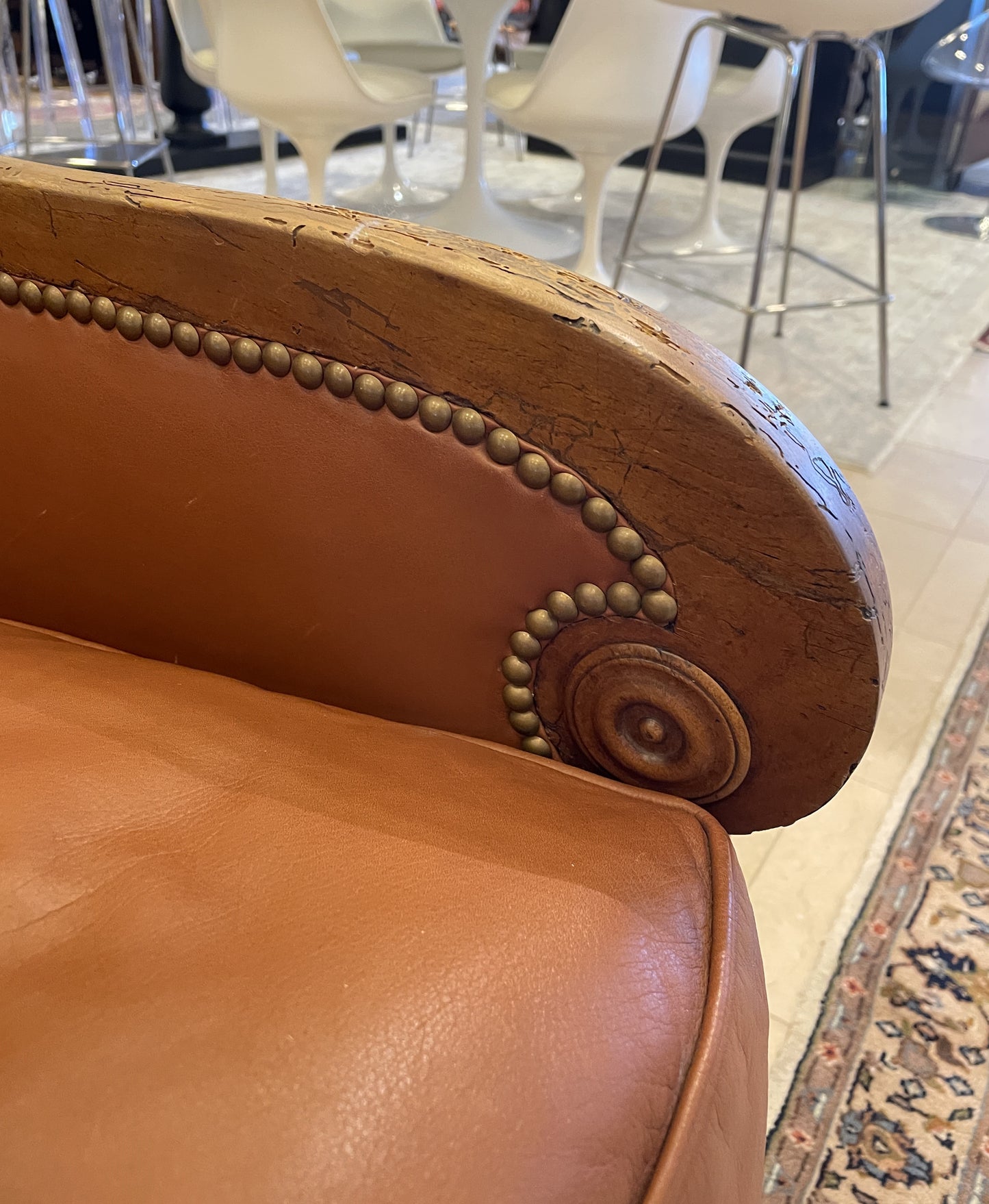 19th Century Charles X Leather Bergère Chair (0AG00E)