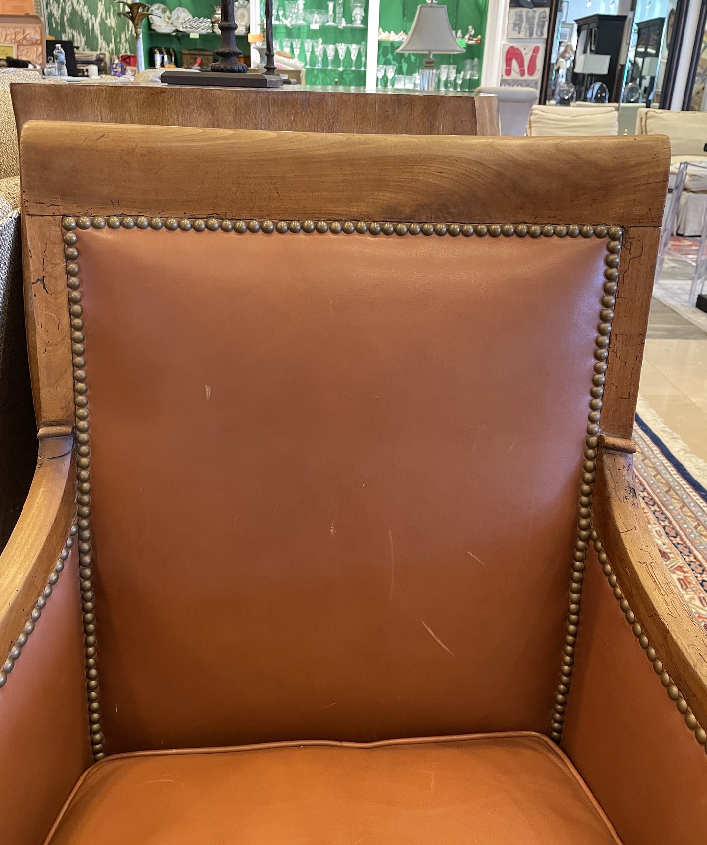 19th Century Charles X Leather Bergère Chair (0AG00E)