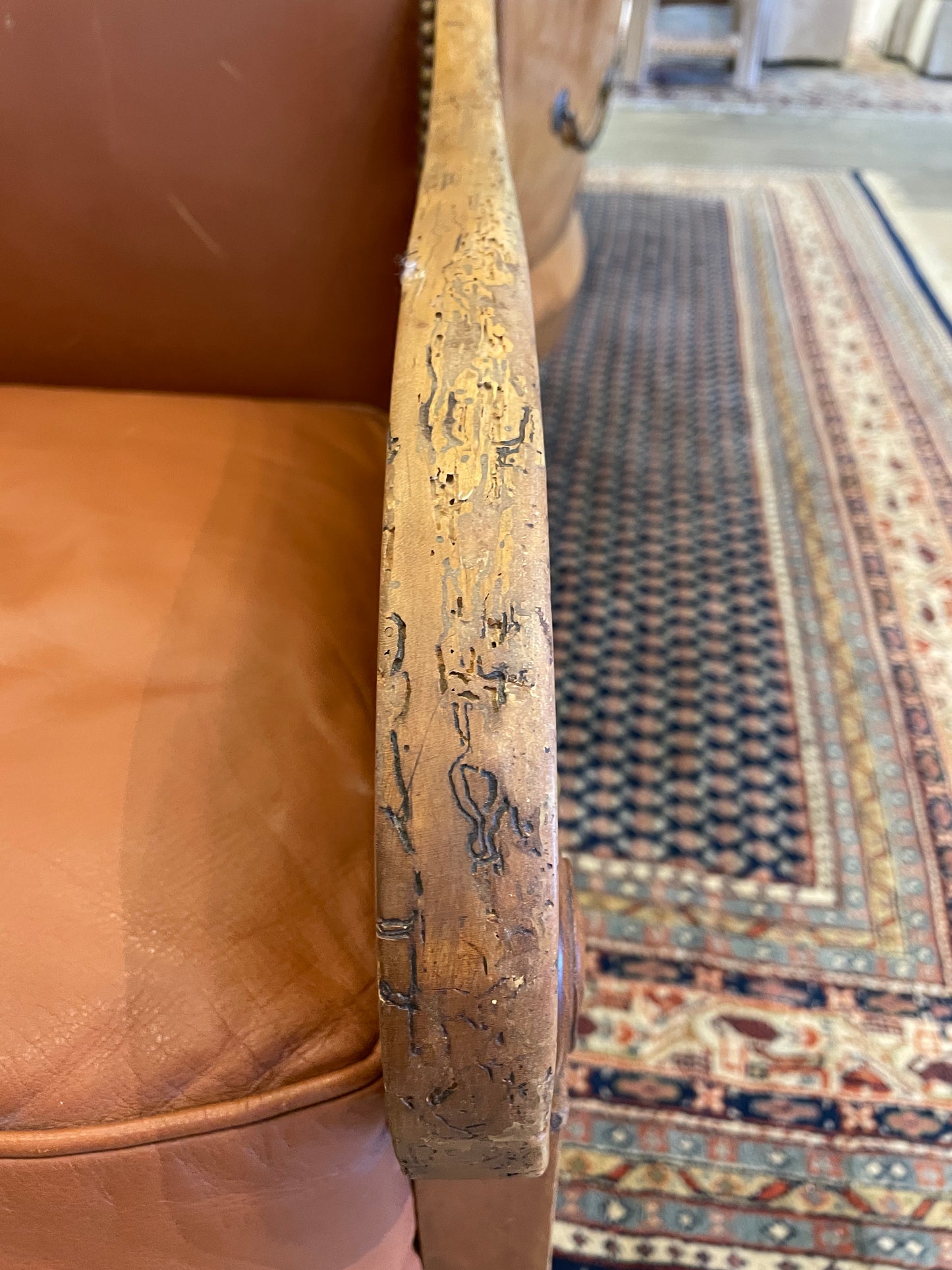 19th Century Charles X Leather Bergère Chair (0AG00E)