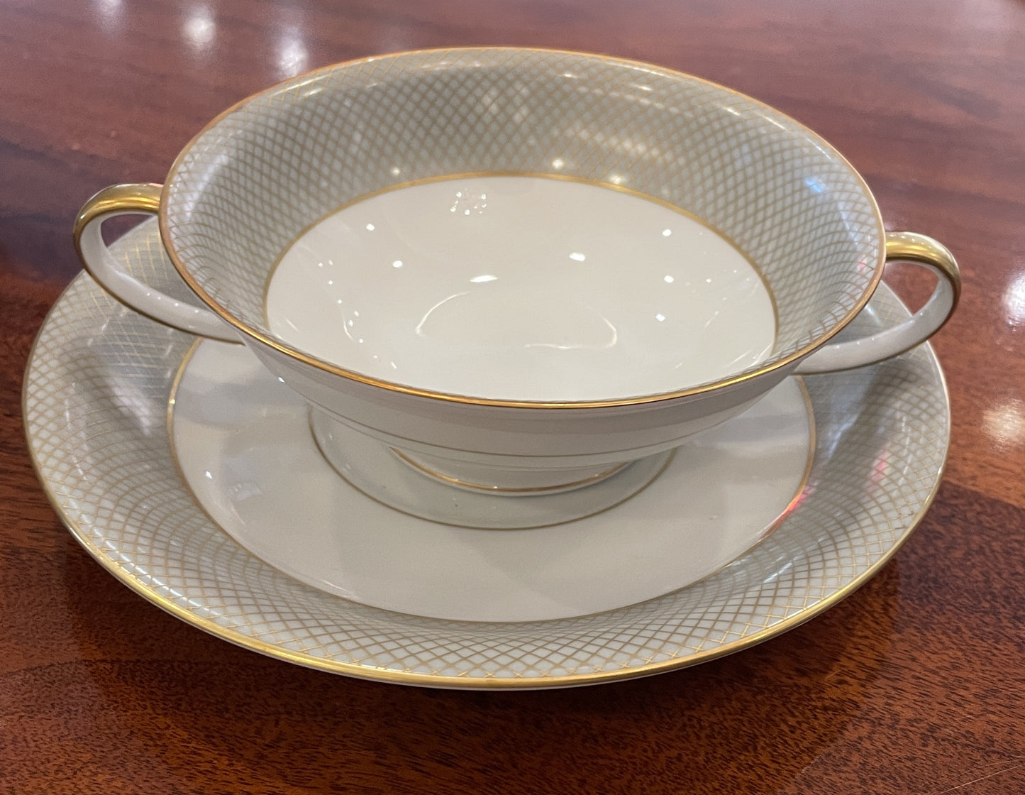 Rosenthal Gray Grail Cream soup and saucers, set of 10