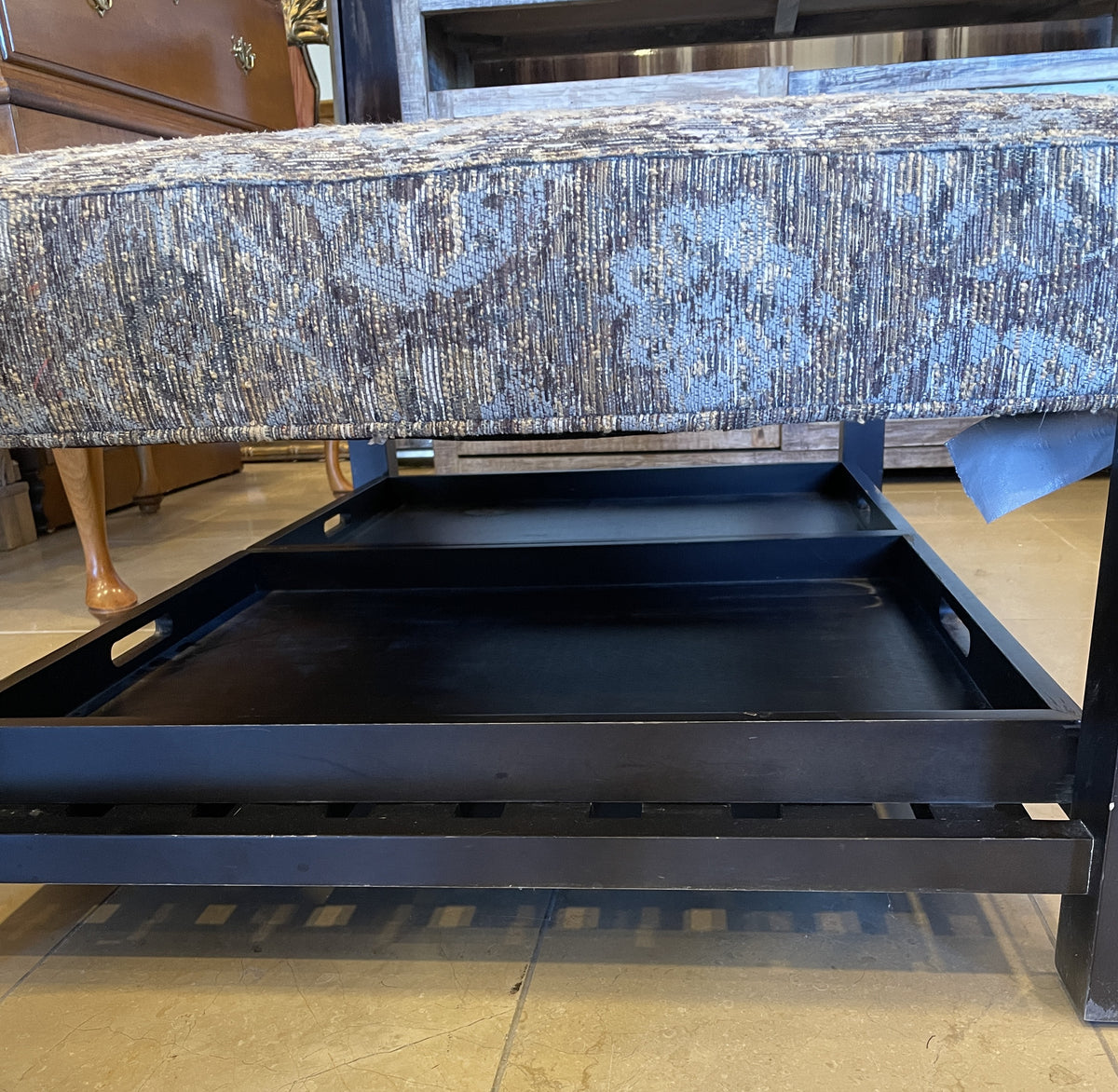 Basset Upholstered Ottoman with Lower Trays, AS IS (0NX00O)