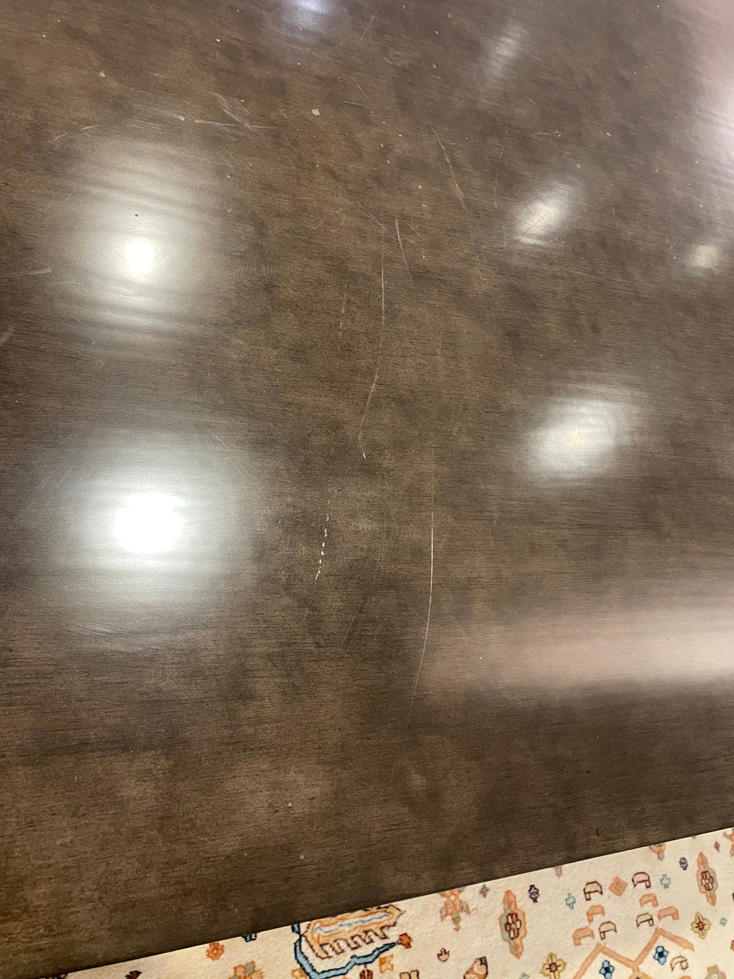 Bernhardt Dining table with hammered chrome base, AS IS (0IV010)