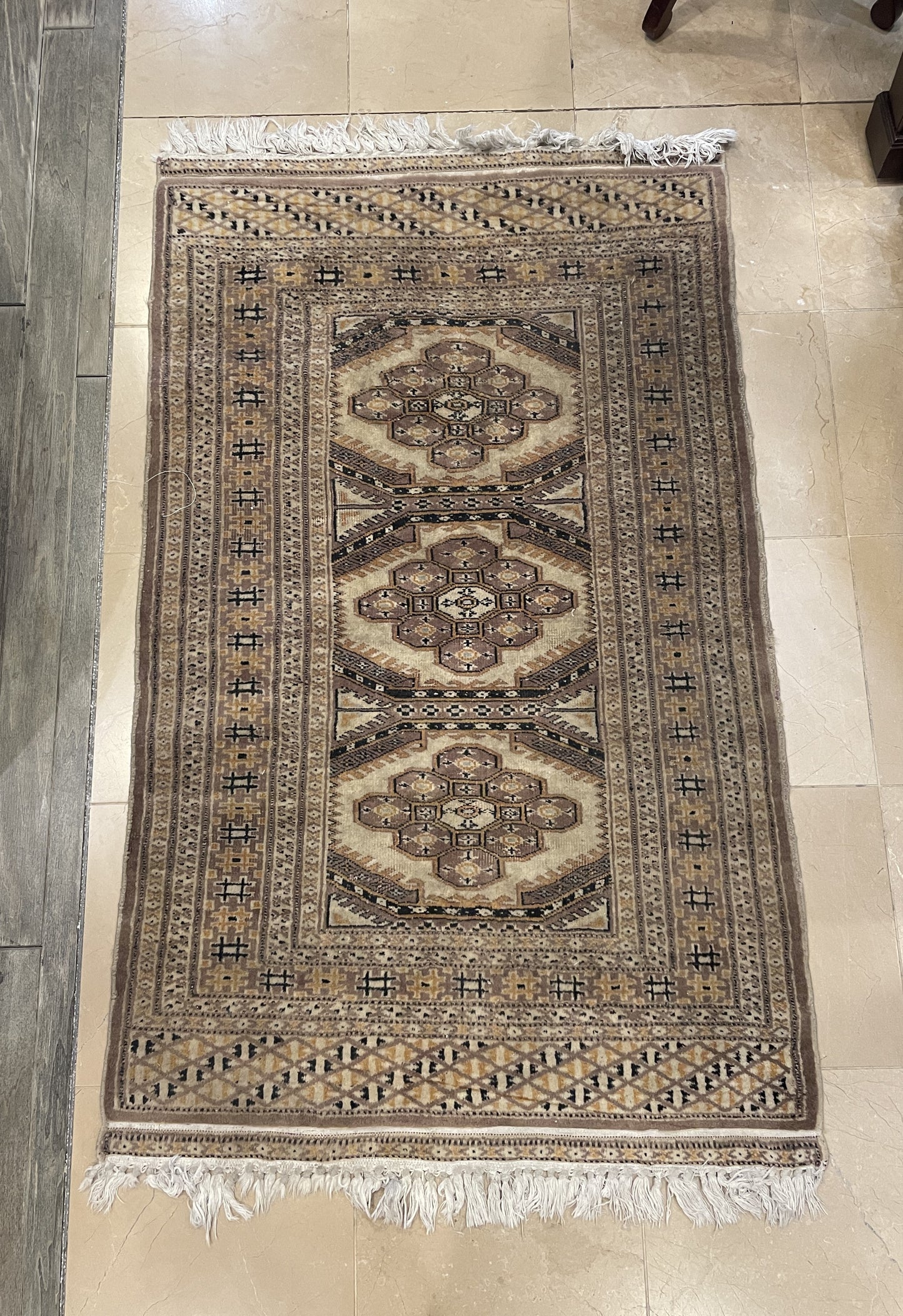 Hand knotted Turkish geometric rug 3x5