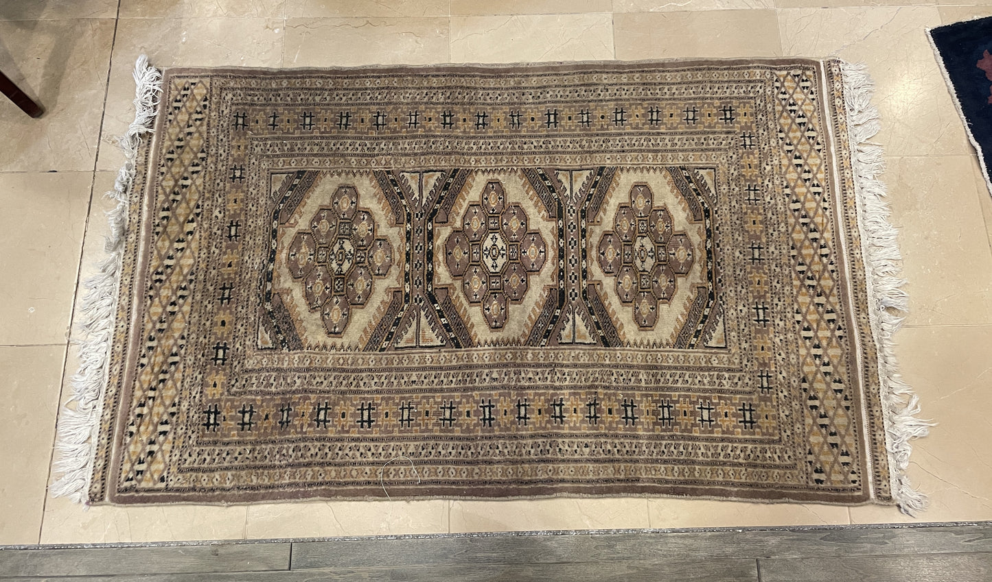 Hand knotted Turkish geometric rug 3x5