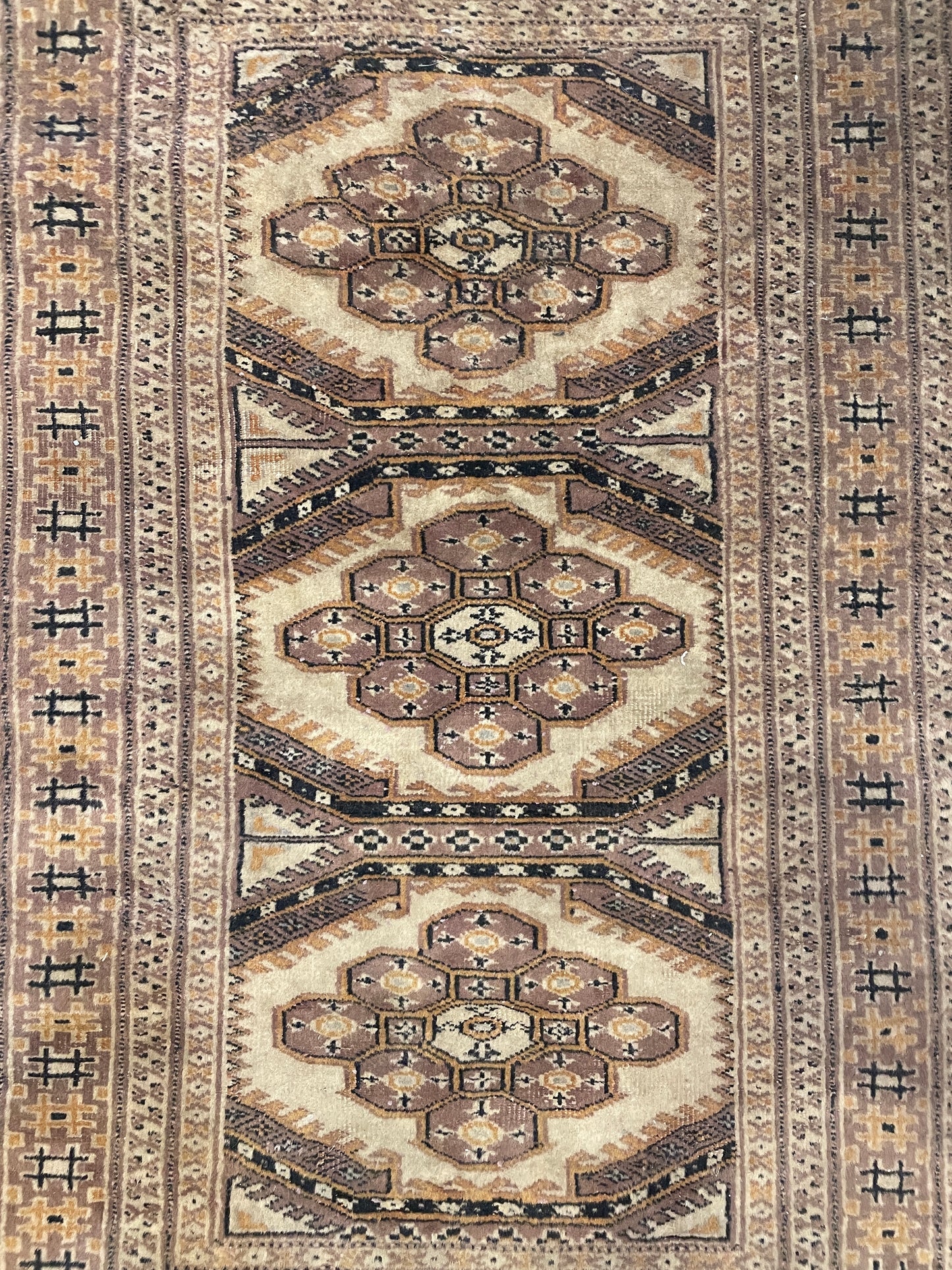 Hand knotted Turkish geometric rug 3x5