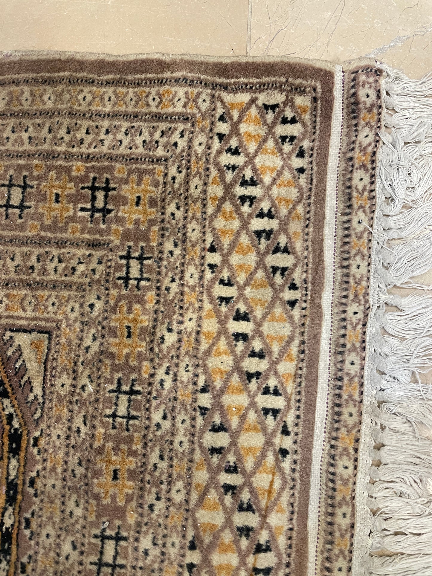 Hand knotted Turkish geometric rug 3x5