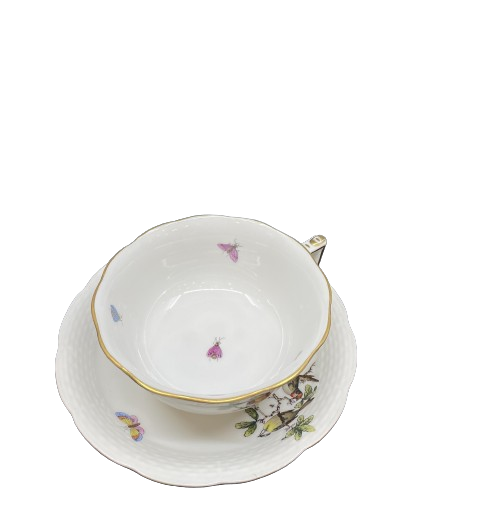 Herend Bird and Butterfly cup and saucer (6 available) (0DW01A)