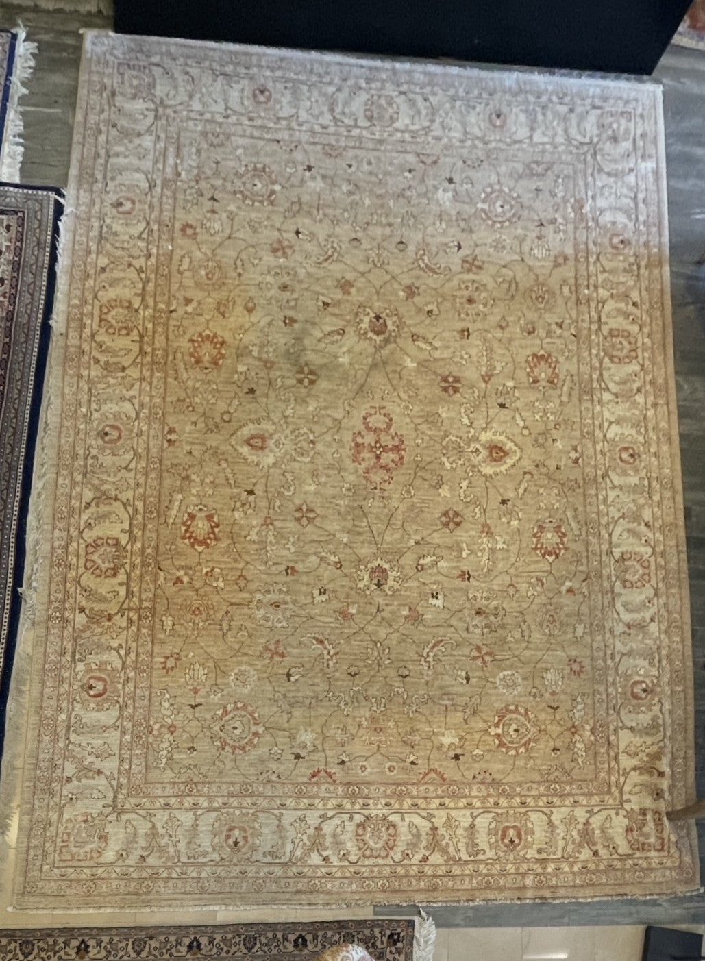 HK Rug, Neutrals and faded coral 12'8" x 9'1" AS IS (0FO006)