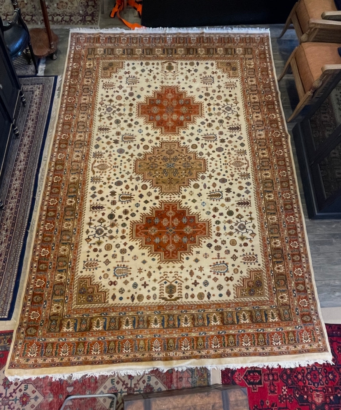 HK Kazak Rug, warm tones, 10x14 approx (0GU001)