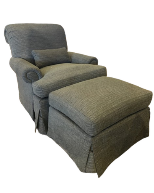 Green Upholstered Occasional Chair and Ottoman (0BZ008)