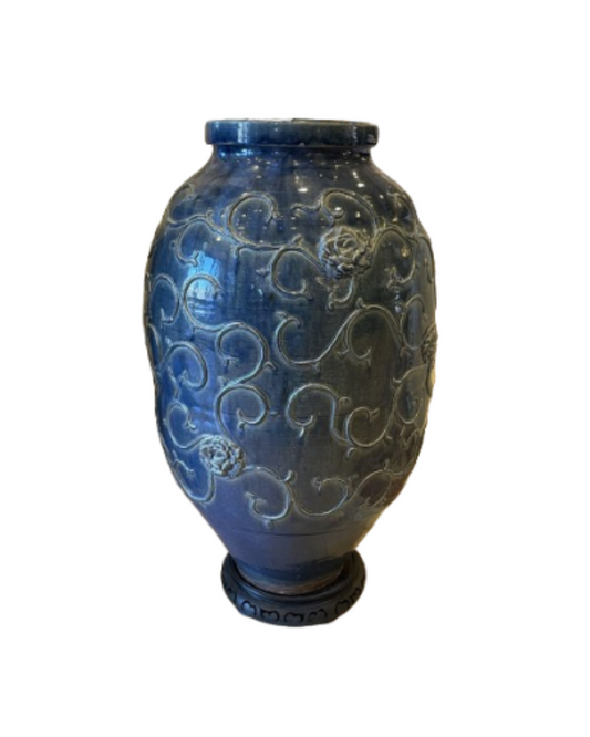 Chinese Blue Glazed Oversized Urn (00Z007)