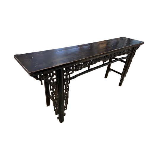 Chinese Antique Black Altar Table (9TSK3L)