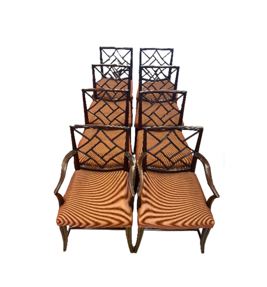 Dessin Fournir Mahogany Chinese Chippendale Dining Chairs, Set of 8 (0FA005)