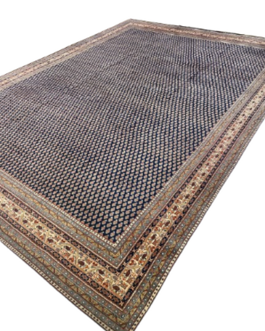 Persian MIR Rug, blues/orange/cream