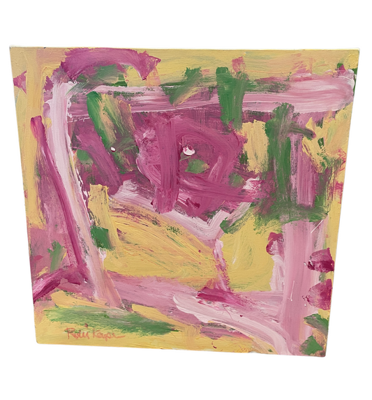 Robbie Kemper Pink/green/yellow abstract on canvas (0GF006)