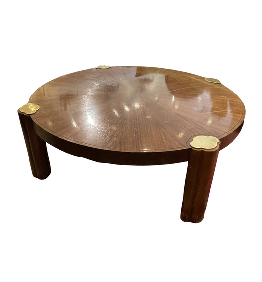 Baker Coffee Table with Brass Accents, Vintage AS IS (0G1009)