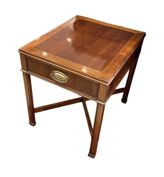 Gordons Mid Century End Table with single drawer and brass accents (0G1007)