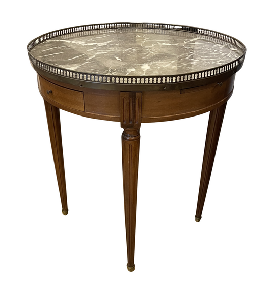 Vintage marble and maple end table with gallery, AS IS (0AN005)