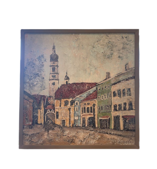 Vesela Baker "European Street Scene" Acrylic 2014, Signed (0G0003)