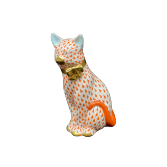 Herend "Cat with Bow" Figurine (8WSLYH)