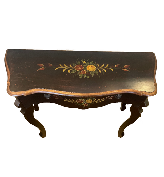 Black Floral Demilune Console (0FS002)