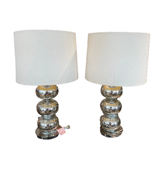 Pair West Elm Abacus Mercury Glass Lamps (0FJ001)