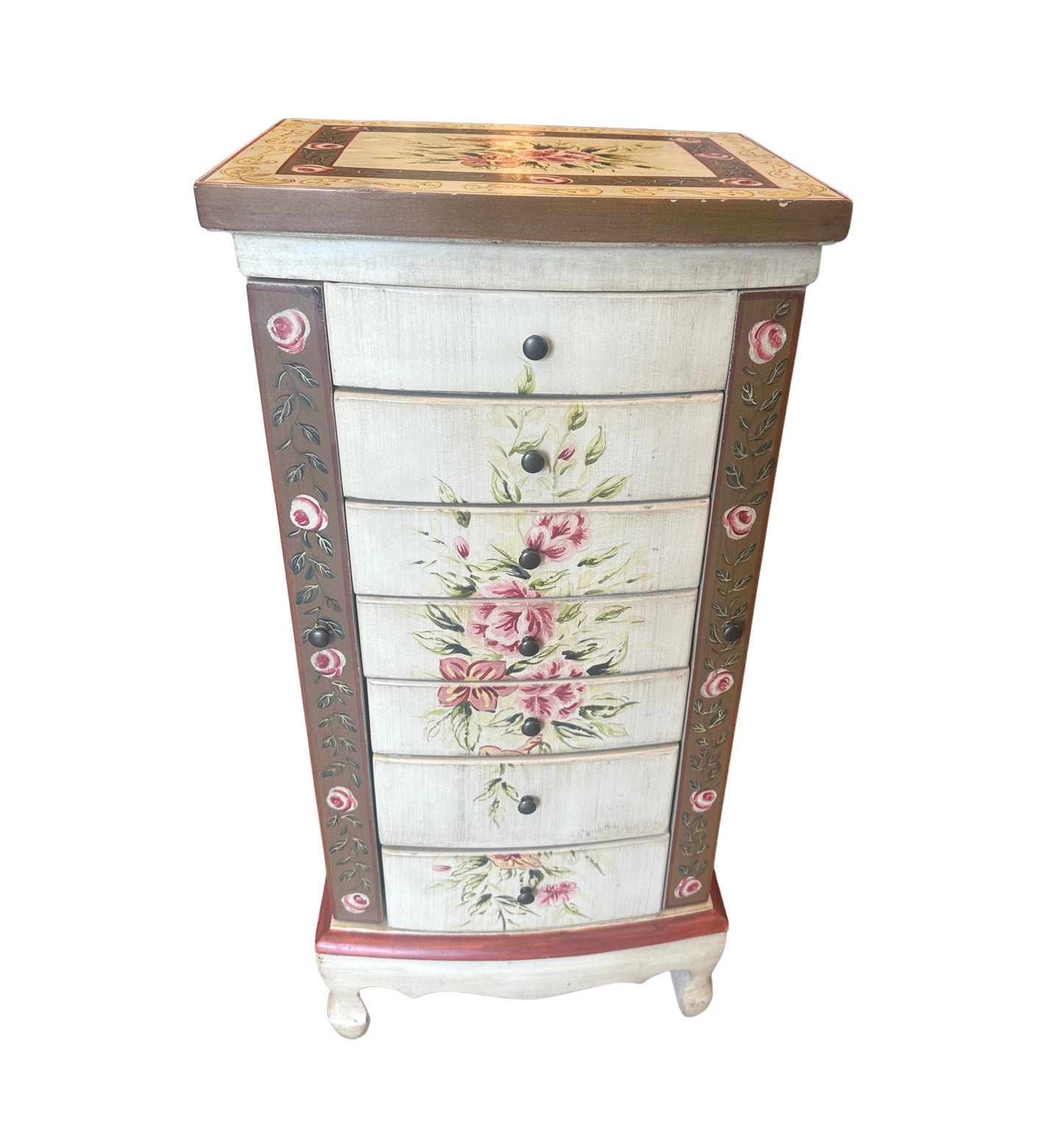 Floral Painted Jewelry Cabinet (01401N)