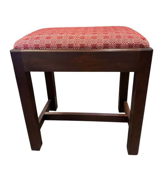 Antique Footstool, Reupholstered (red) (0C400S)