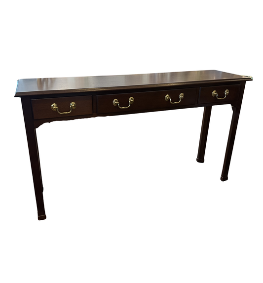 Three Drawer Mahogany Console Table, Unmarked (0C402K)