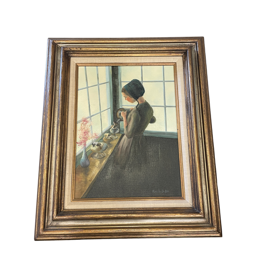 Oil on Canvas "Amish Girl", Signed T. Van Der Bilt (0JL01A)