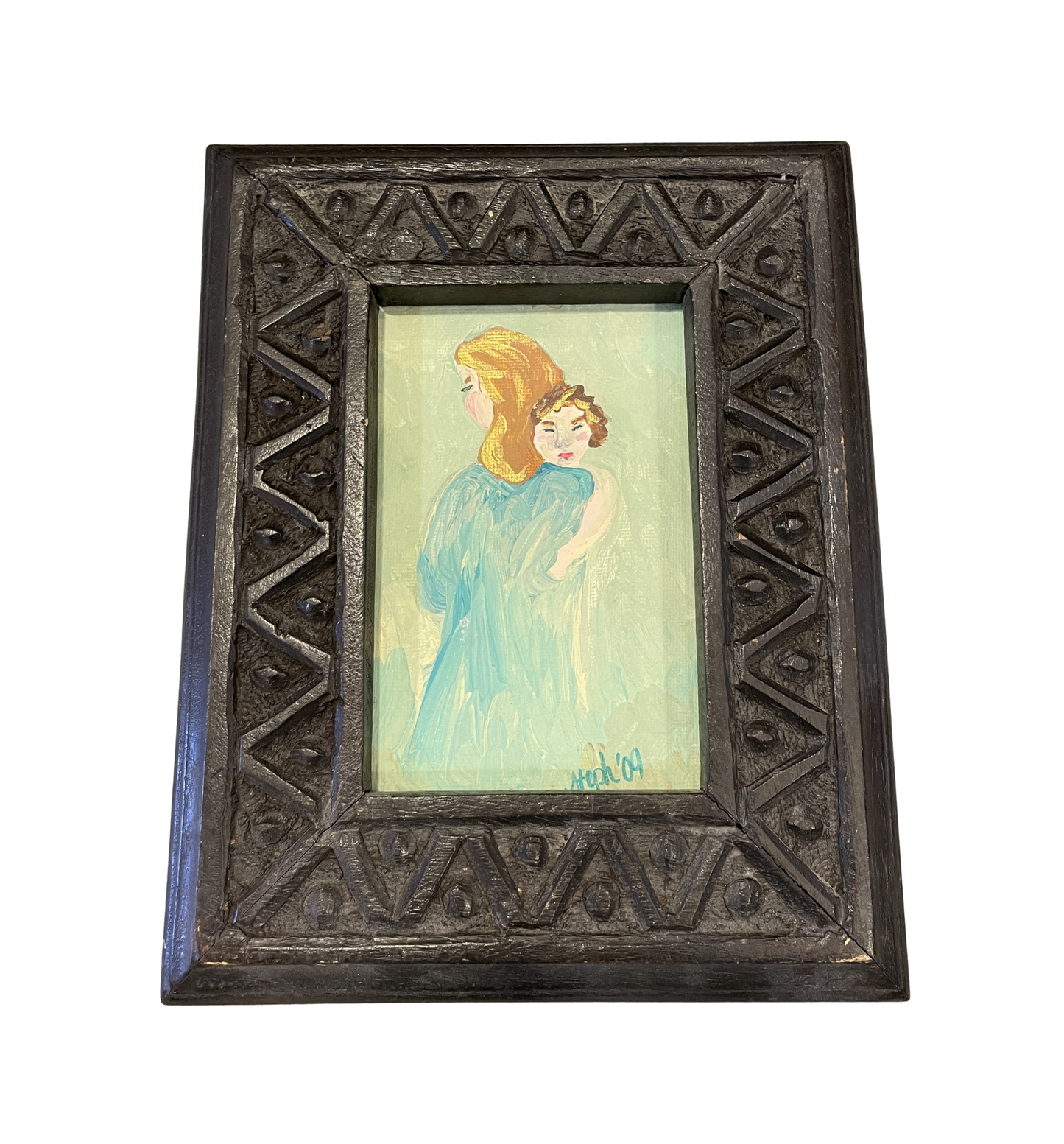 Mother and Child Oil Painting, signed Steph (0JL00T)