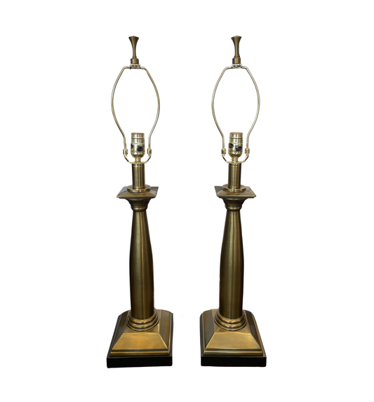 Quoizel Brushed Brass Table Lamps, a Pair (0L5003)