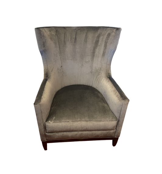 Century Townsendale Wing Chair in Gray Velvet, AS IS (Four available 0N4008,009,00A,00B)