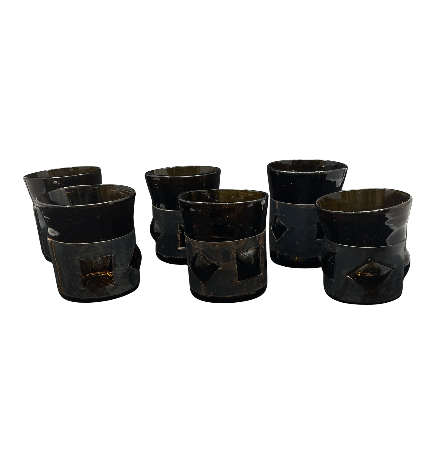 Felipe Derflinger Brutalist Iron Wrapped, Hand Blown Glasses, set of 6 (0JL02I)