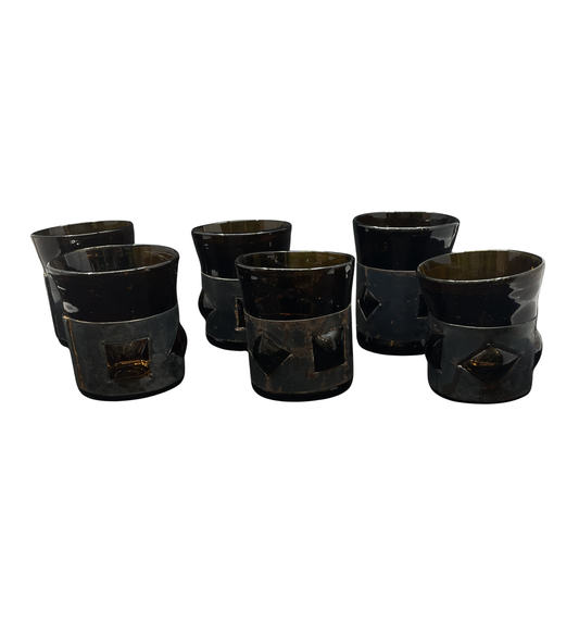 Felipe Derflinger Brutalist Iron Wrapped, Hand Blown Glasses, set of 6 (0JL02I)