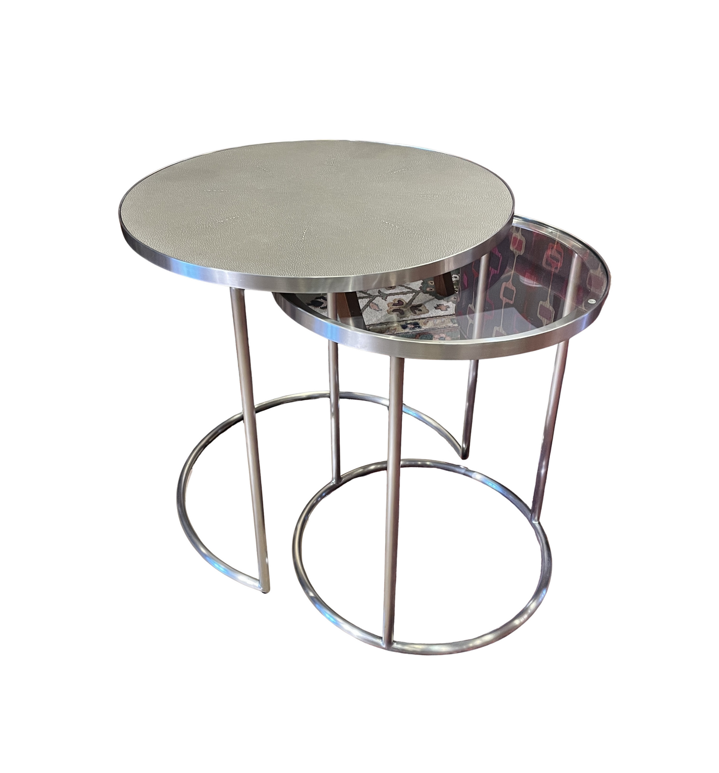 Restoration Hardware Graydon Nesting tables with Shagreen top (033006)