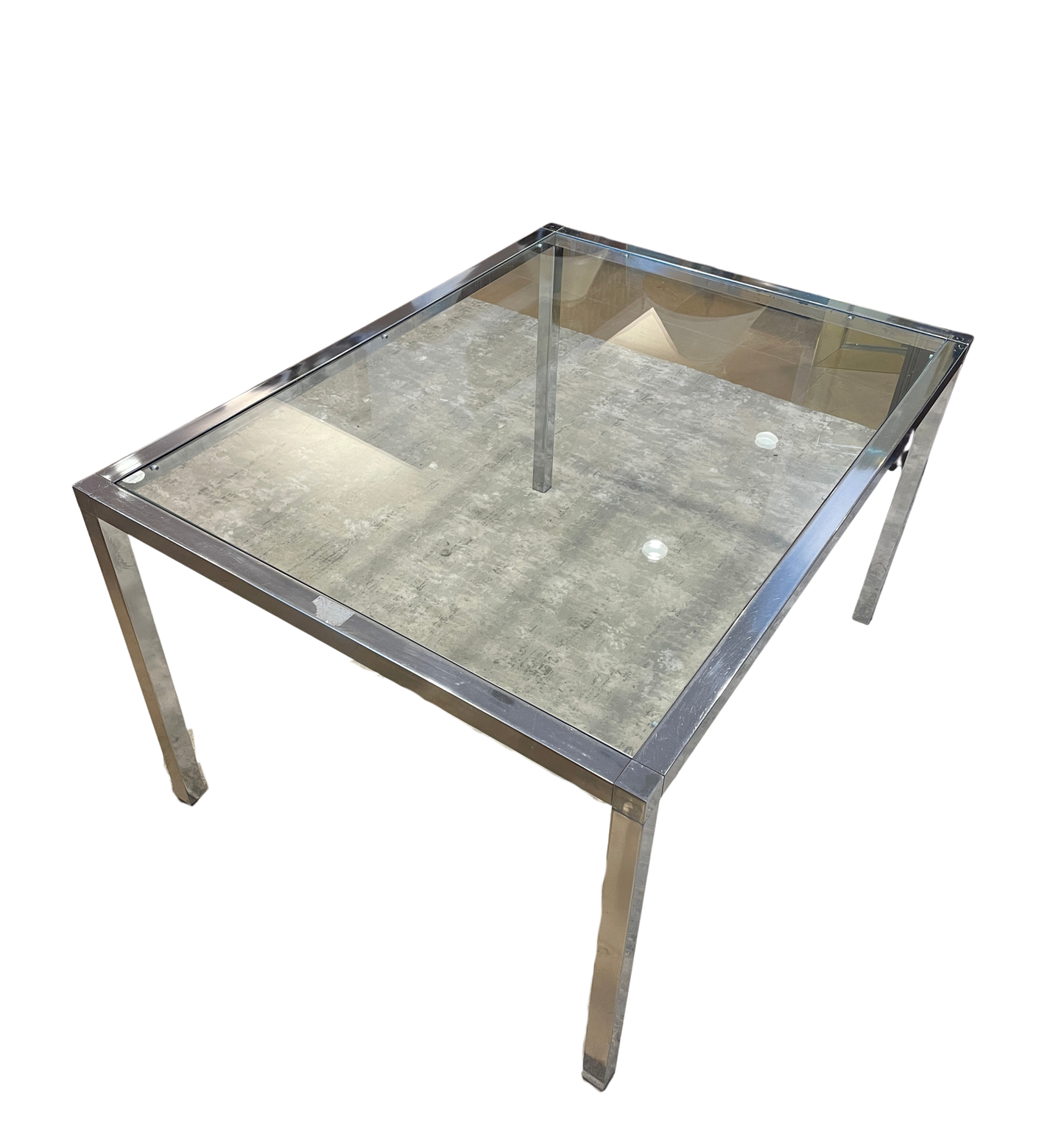 Milo Baughman Chrome & Glass Dining Table, AS IS (0A900T)
