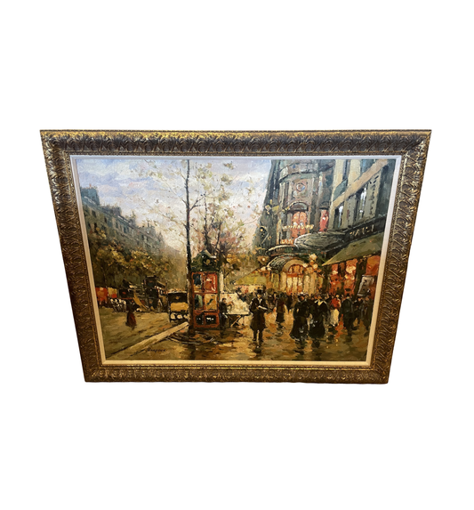 Cortes "Theatre du Vaudeville" Reproduction on Canvas, signed "Douglas" (0PQ00G)
