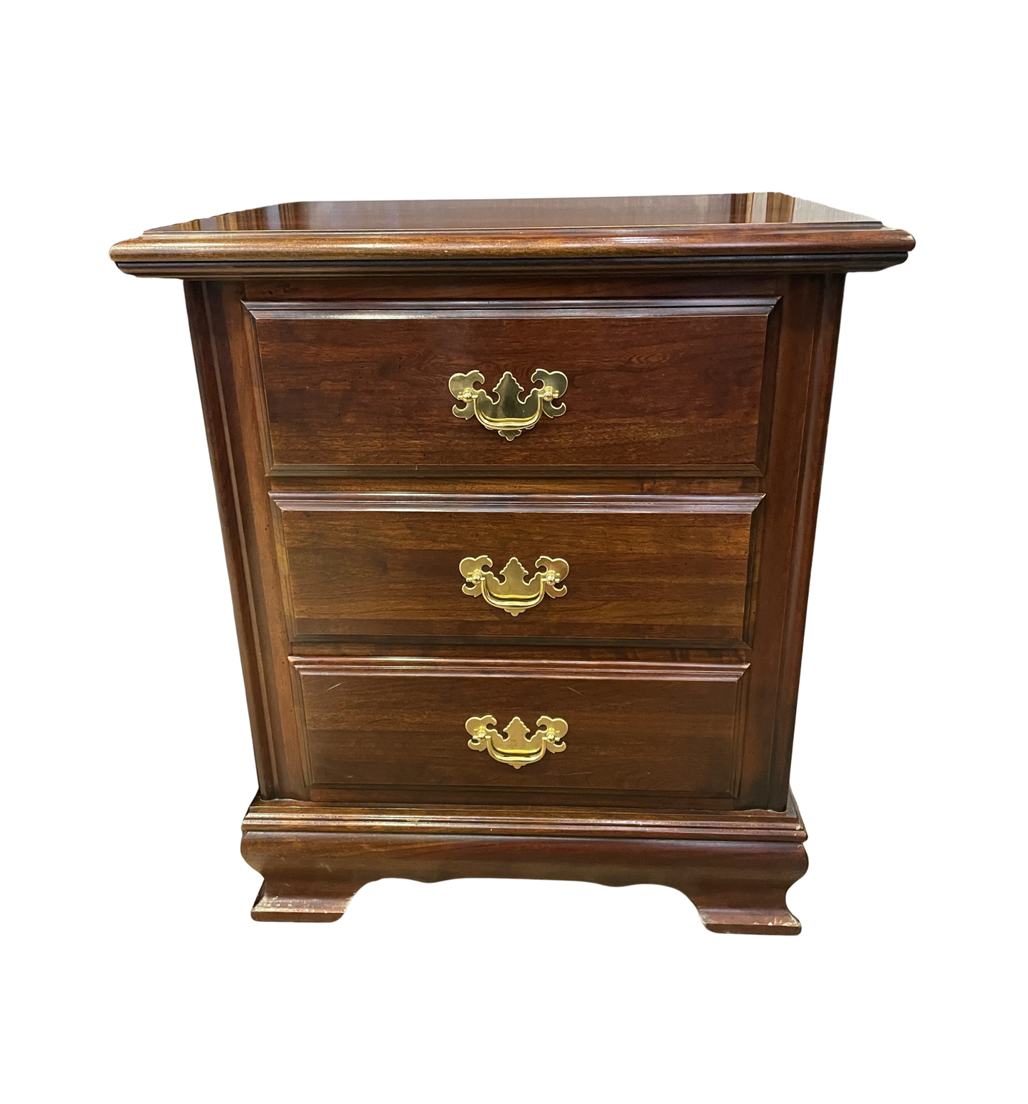Chippendale Mahogany Three Drawer Nightstand, AS IS (0KC005)