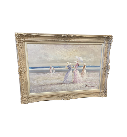 Beach Scene by "Marie Charlot", oil on canvas (0OY001)