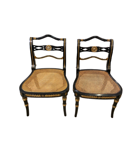 Pair of Black Regency Style Chairs (QTXX74)
