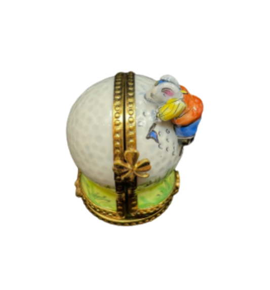 Limoges Golfing Mice Three Hinge Trinket Box (03002H)