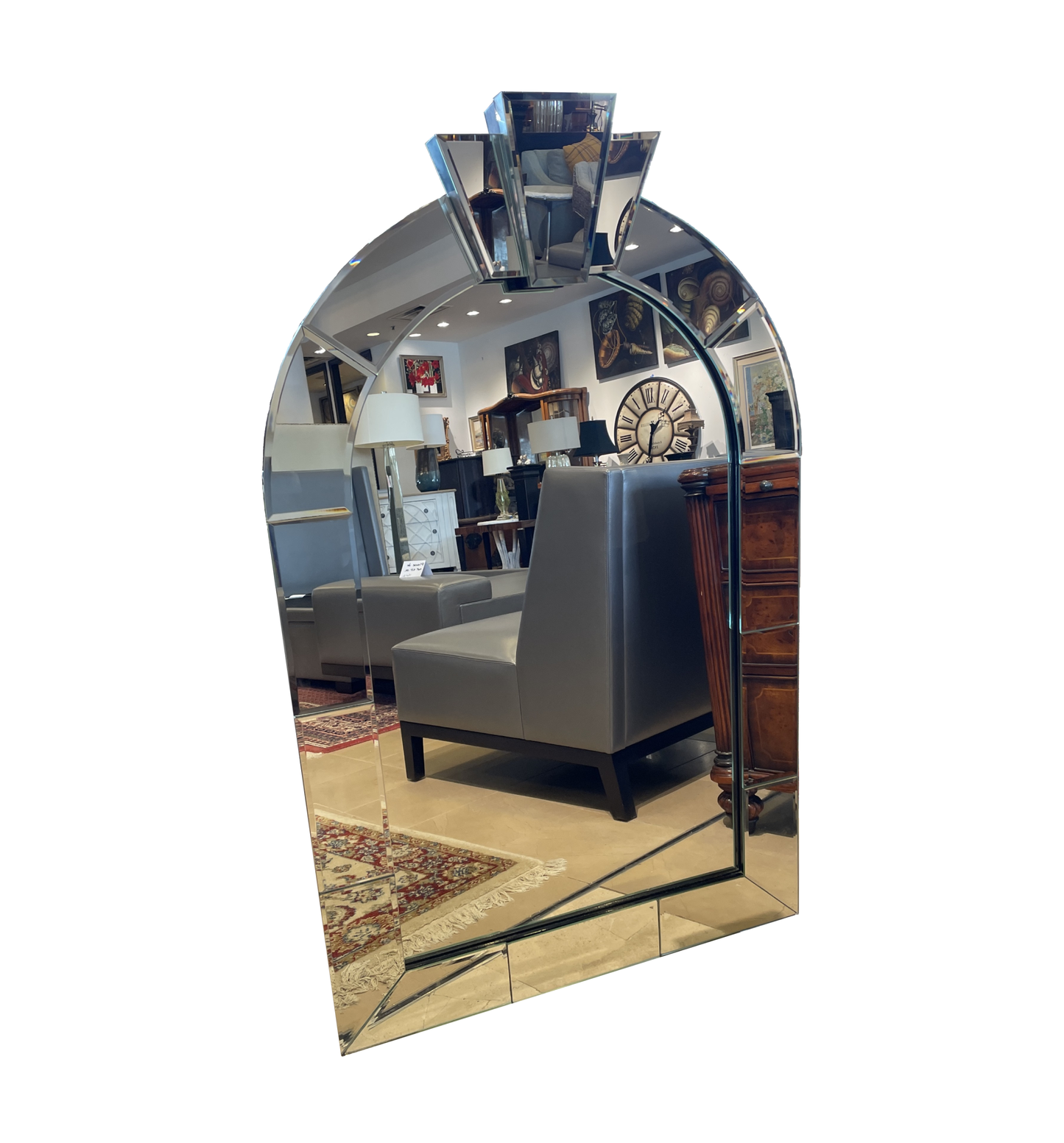 Art Deco/Post Modern Dome Topped Mirror attr: Karl Springer, 1980s (0LK001)