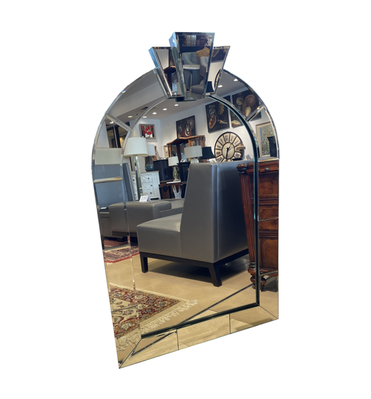 Art Deco/Post Modern Dome Topped Mirror attr: Karl Springer, 1980s (0LK001)