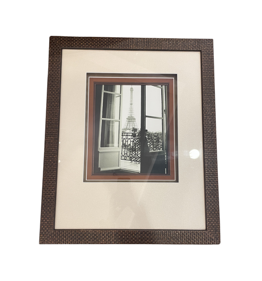Eiffel Tower Print in Woven Frame (05S00U)
