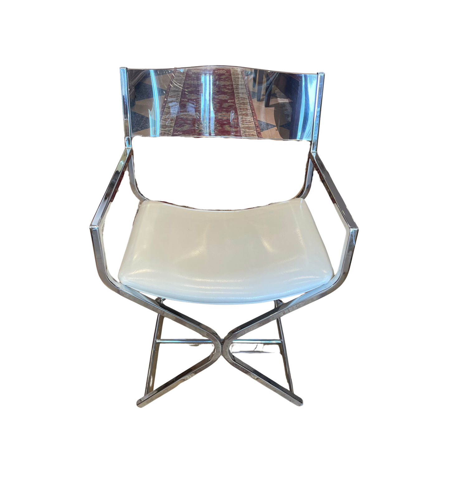 Milo Baughman Acrylic & Leather Director Chairs, Set of 4, AS IS (0A900U)